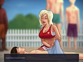 Blonde babe drops to knees for massive cock gloryhole blowjob cumshot