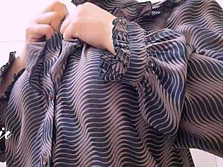 pinay chubby housewife plays huge natural tits in office break
