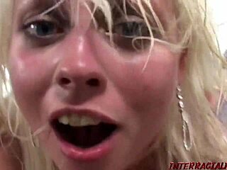 blonde babe lorelei lee slurps big black cocks rides hard in wet orgy ffm threesome