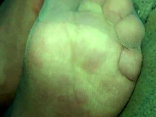 chubby german feet tease in sheer fine pantyhose closeup