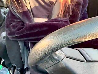 hot italian milf artemisia flashes big tits while driving through los angeles traffic