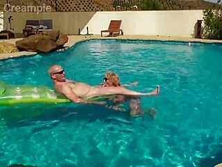 FAT BRITISH MATURE FUCKS SHAVED PUSSY POOLSIDE ON HOLIDAY