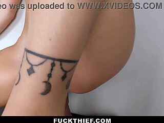 Teen Shoplifter Punished Bent Over Garage Counter Doggystyle