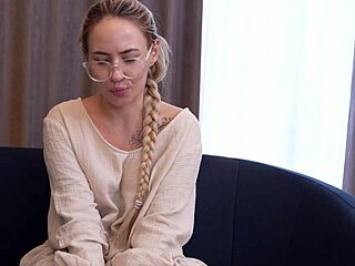 damn psychologist stretched my tight pussy raw on the sofa cowgirl style