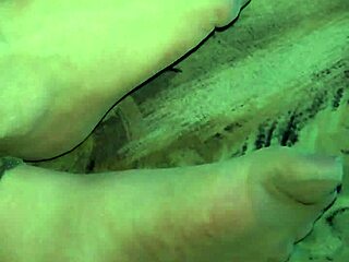 chubby german feet tease in sheer fine pantyhose closeup
