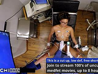 Prisoner rebel wyatt faces mandatory hitachi vibrator orgasms from latex-gloved strangers in backstage prison fetish.