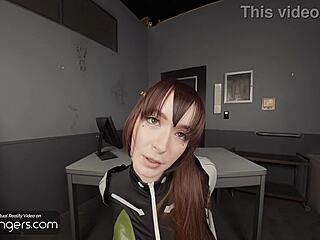 mina ashiro deep sucks ponytail brunette in vr kaiju cosplay