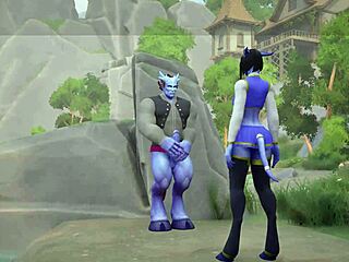 draenei girl gasps as huge penis stretches her in wild 3d hentai adventure