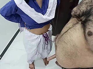 Desi schoolgirl rides stepdad's cock in secret