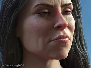 vore classic giantess towers over prey in retro swallow scene