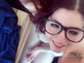 Damn Veronikavonk that busty nerd takes cum loads on face mouth ass pussy