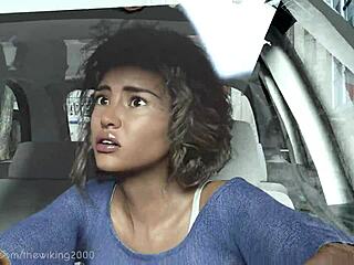 vore classic giantess towers over prey in retro swallow scene