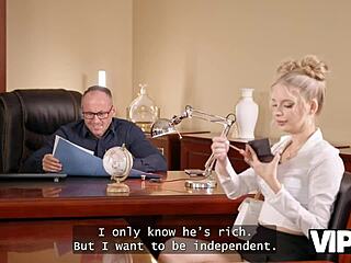 😍 sexy blonde's long legs and huge natural tits bounce in interview fuck 💋