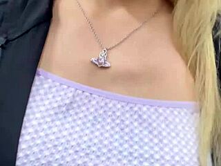 Asian girl touches herself in elevator before someone enters