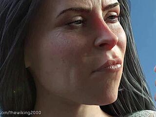 vore classic giantess towers over prey in retro swallow scene