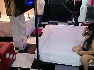 step cousin joins hotel threesome to fuck my wife while i watch her take cocks deep