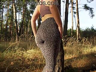 Petite milf teases ass in tight leggings