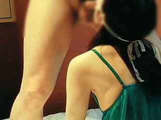god my cute wife looks so hot in green lingerie sucking every drop from my throbbing cock homemade