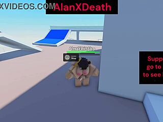 in this roblox fight game, she rides cock outdoors publicly