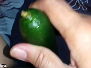 whoops my salad cucumber slipped deep in my juicy asian pussy 😏🥒💦