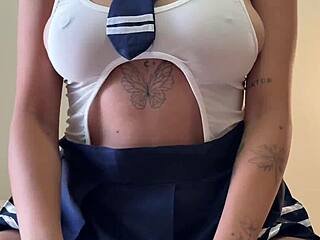 whoa fucking this goth big tits babe after class gets so wild!
