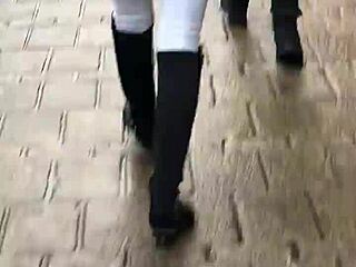 Teen ass sways captivatingly under hidden spy cam gaze