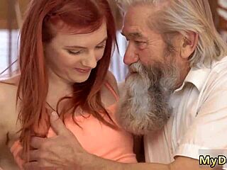 young blonde babe teases old man into first time hd couple blowjob