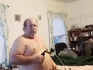 62-Year-Old Shoves Vibrator Deep in Tight Country Ass