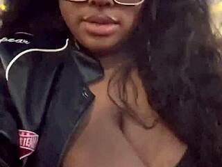 Huge tits BBW walks outside almost caught jiggling naturally