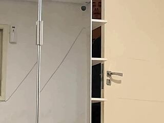 Spying blonde shower and dress change leads to her catchin me watchin