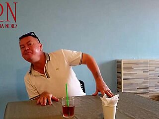 naked curvy waitress serves pussy from navel to horny restaurant guest