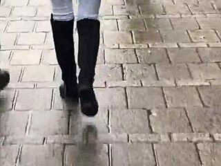 Teen ass sways captivatingly under hidden spy cam gaze