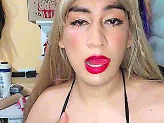 Transsexual Masturbates Thick Cock Intensely