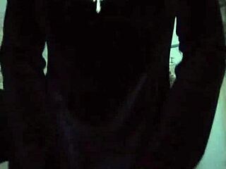 Goth dominatrix teases natural tits in high heels to drain balls