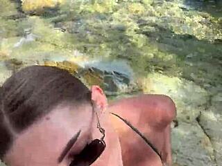 Best Stranger Beach Blowjob Ends with Cum Facial and Tits Covered