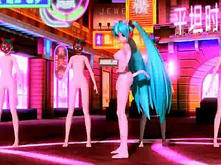 hatsune miku and megurine luka shake big tits in world end dancehall