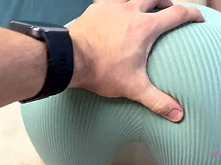 my fit brunette babe's tight pussy stretched in doggystyle leggings fuck