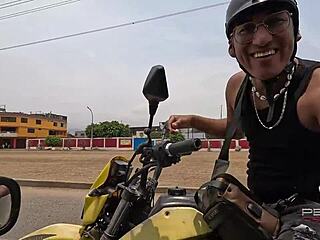 peruvian student slut with small tits and narrow ass takes deep anal creampie from monster cock riding hard