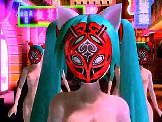 hatsune miku and megurine luka shake big tits in world end dancehall