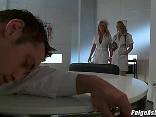 nurses sunny lane and paige ashley drain patient cum in lingerie threesome
