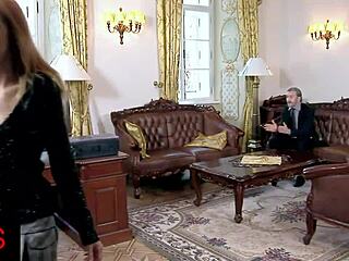 Beautiful brunette teen bends over for old man's big cock anal pounding outdoors