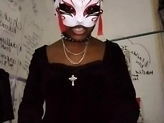 Goth dominatrix teases natural tits in high heels to drain balls