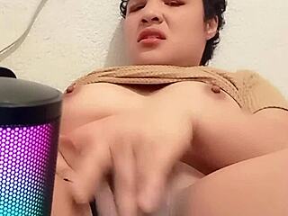 Latina Short Hair Fiercely Fingers Dripping Pussy