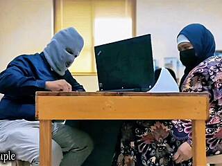 Hijab Muslim Wife Cheats On Hubby With Secretary's Vibrator In Pussy