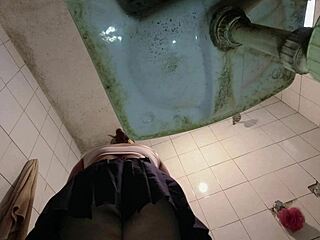 Pervert Sneaks Peek as Schoolgirl Strips Uniform Feels Watched