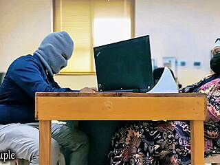 Hijab Muslim Wife Cheats On Hubby With Secretary's Vibrator In Pussy