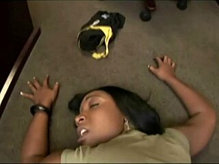 boss stretches black slut's big tits and ass with bbc pov