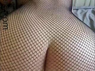 horny fat ass teacher in fishnets grinds tight wet pussy on massive dildo to squirt