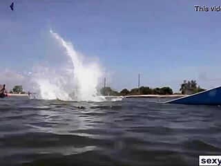 nude tanned playboy models flash big tits and asses wildly