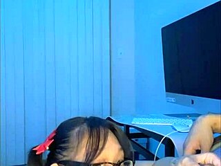 Nerdy Asian's Sloppy Handjob Blowjob Ends in Huge Facial Cumshot!